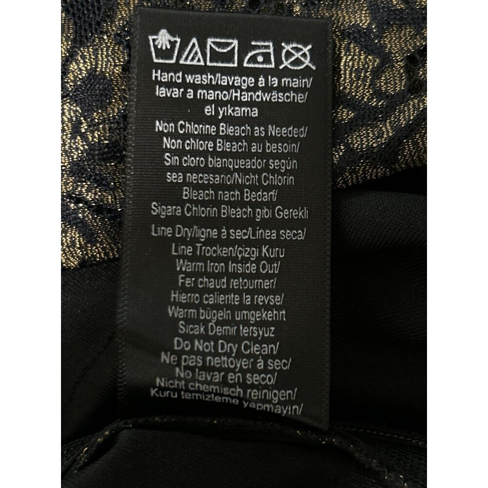 Marchesa Voyage Top Blouse Lace Short Sleeve Black Gold Whimsygoth Size 2 NEW - Picture 7 of 8